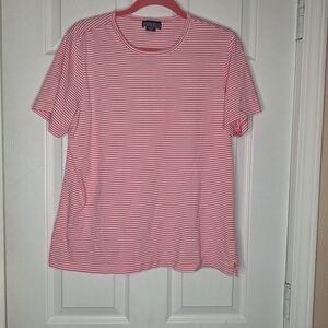 Lands' End Pink and White Striped Short Sleeve Tee Size Large